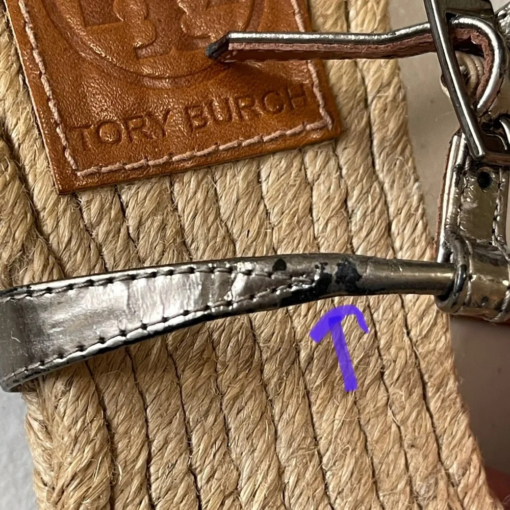 Tory Burch Emmy Metallic Pewter Espadrille Sandal 8